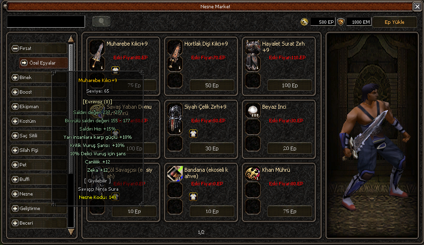 Oyun İçi Nesne Market